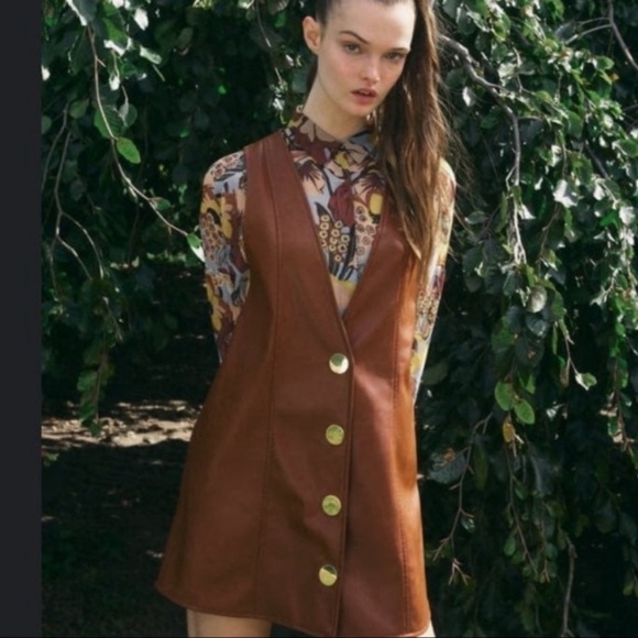 Zara Faux Leather Pinafore Dress (Large) - Picture 1 of 4